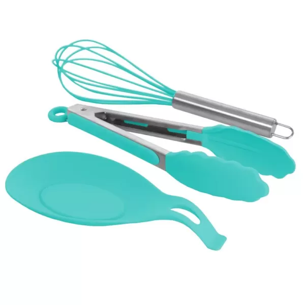 MegaChef Light Teal Silicone Cooking Utensils (Set of 12)