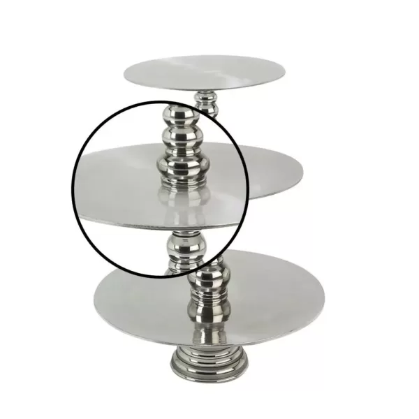 LITTON LANE 23 in. Polished Silver Aluminum 3-Tiered Round Cake Stand