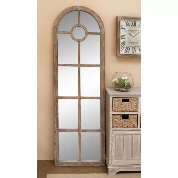 LITTON LANE Oversized Arch Distressed Brown Mirror (72 in. H x 23 in. W)