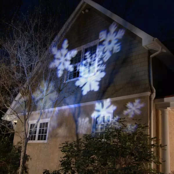 LUMABASE 1-Light LED White Snowflakes Projector Light