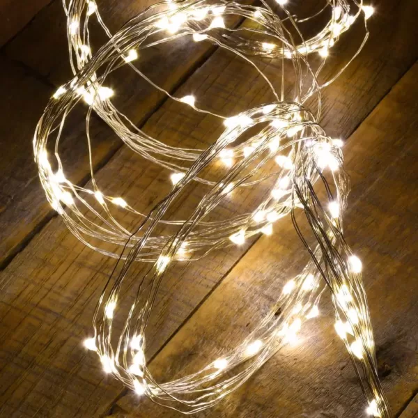 LUMABASE 100-Light Bulbs LED Warm White Battery Operated Multi-Strand Fairy String Lights (Set of 2)