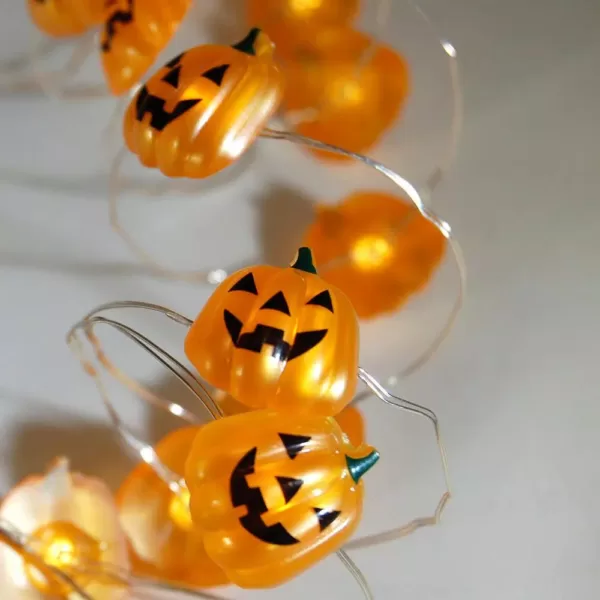 LUMABASE Battery Operated LED Waterproof Mini String Lights with Timer (20-Count) Jack O' Lantern (Set of 2)