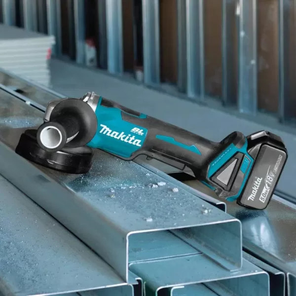 Makita 18V 5.0Ah LXT Brushless 4-1/2 in./5 in. Paddle Switch Cut-Off/Angle Grinder Kit with bonus 18V LXT Battery Pack 5.0Ah