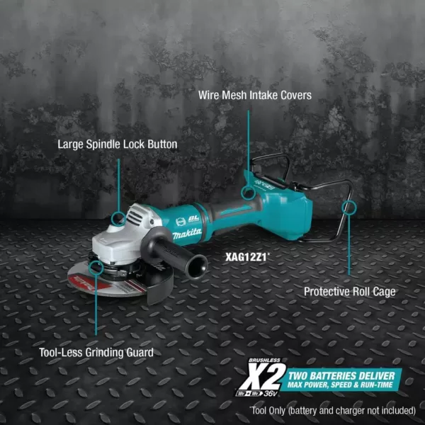 Makita 18-Volt X2 LXT Lithium-Ion 36V Brushless Cordless 7 in. Paddle Switch Cut-Off/Angle Grinder w/ Electric Brake Tool Only