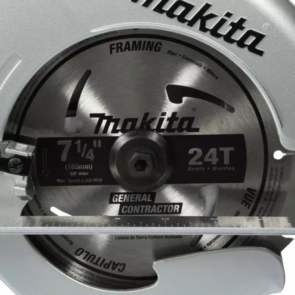 Makita 15 Amp 7-1/4 In. Corded Circular Saw with Large 56 degree Bevel Capacity, Dust Port, 24T blade and Hard Case