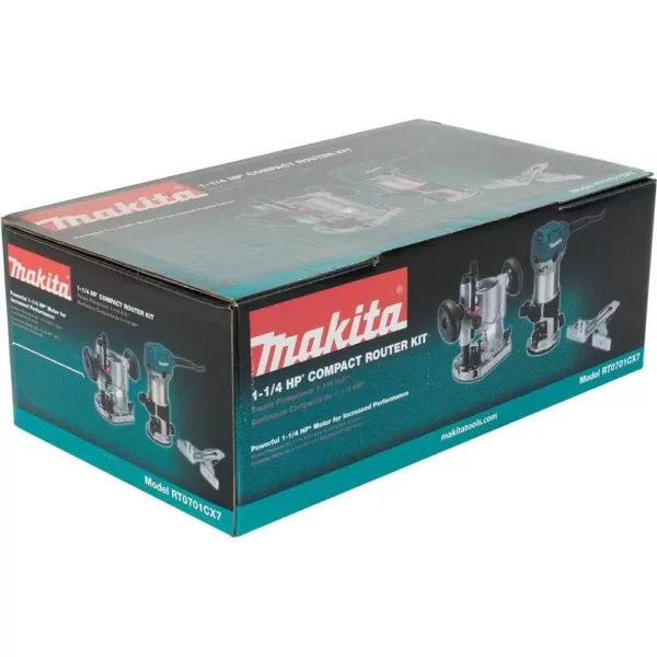 Makita 6.5 Amp 1-1/4 HP Corded Plunge Base Variable Speed Compact Router Kit With Collet, Base, Straight Guide, (2) Wrenches