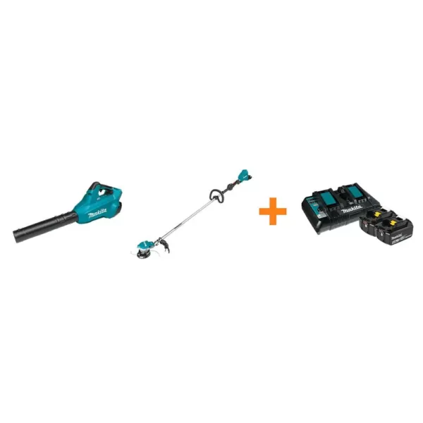 Makita 18V X2 LXT Blower and 18V X2 LXT String Trimmer with bonus 18V LXT Starter Pack