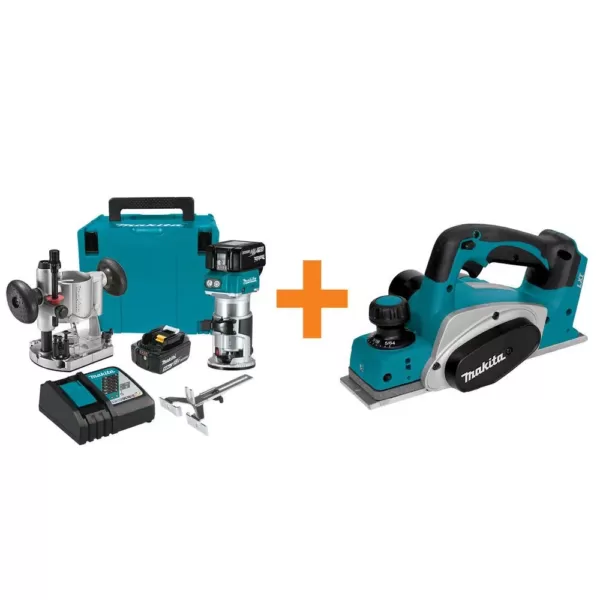 Makita 18-Volt LXT Brushless Cordless Compact Router Kit/Bonus 18-Volt LXT Cordless 3-1/4 in. Cordless Planer (Tool-Only)