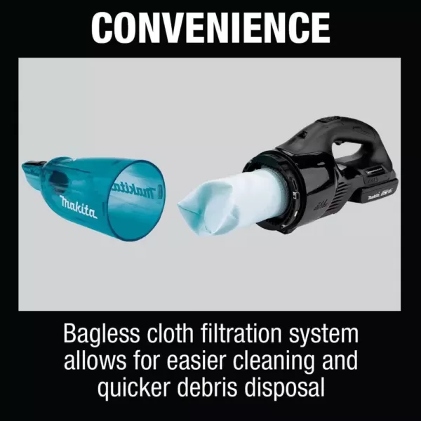 Makita 18-Volt LXT Lithium-Ion Compact Brushless Cordless Vacuum Kit, 2.0 Ah