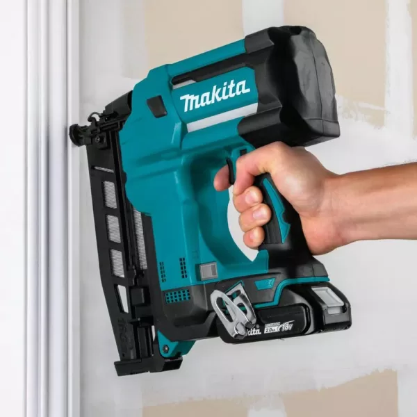 Makita 2-1/2 in. 18-Volt 16-Gauge LXT Cordless Straight Finish Nailer Kit (2.0 Ah) with Bonus 18-Volt LXT Battery Pack 2.0Ah