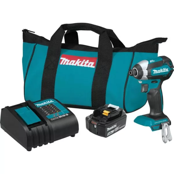 Makita 18-Volt LXT Lithium-Ion Brushless Cordless Impact Driver Kit (3.0Ah) with Impact XPS 35 Piece Impact Bit Set