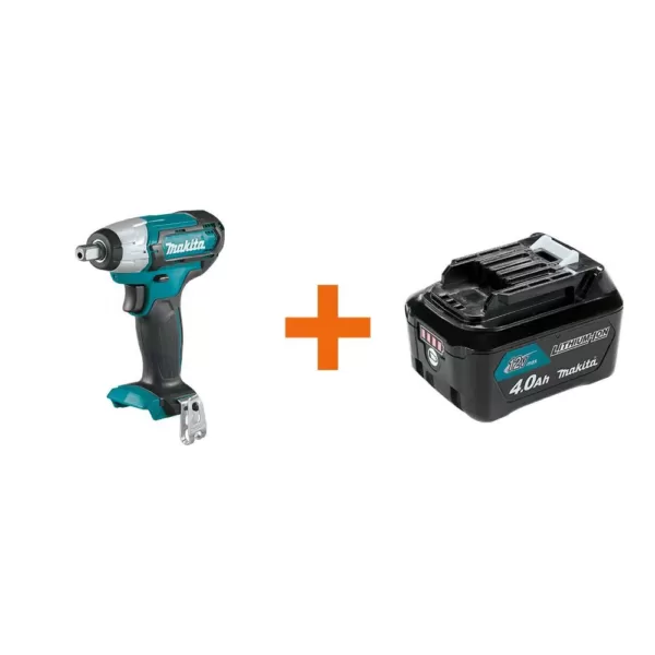 Makita 12-Volt MAX CXT Lithium-Ion Cordless 1/2 in. Sq. Drive Impact Wrench with bonus 12-Volt MAX CXT Battery Pack 4.0Ah