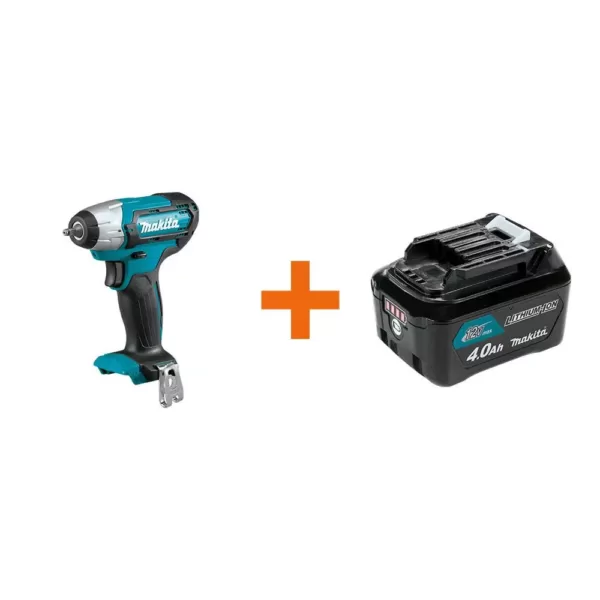 Makita 12-Volt MAX CXT Lithium-Ion Cordless 1/4 in. Sq. Drive Impact Wrench with Bonus 12-Volt MAX CXT Battery Pack 4.0Ah