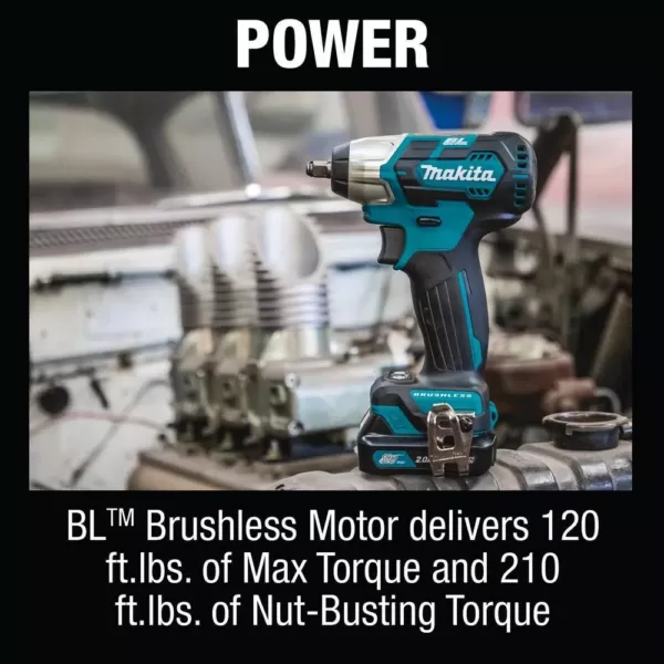 Makita 12-Volt MAX CXT Lithium-Ion Brushless Cordless 3/8 in. sq. Drive Impact Wrench Kit (2.0 Ah)