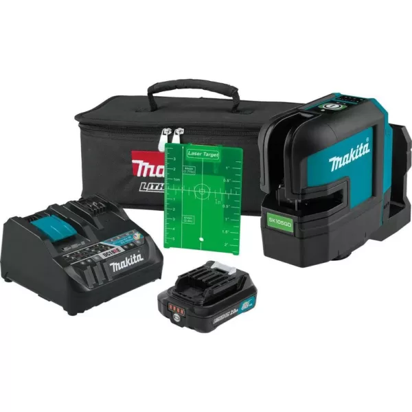 Makita 12-Volt MAX CXT Self-Leveling Cross-Line Green Laser Kit (2.0 Ah)