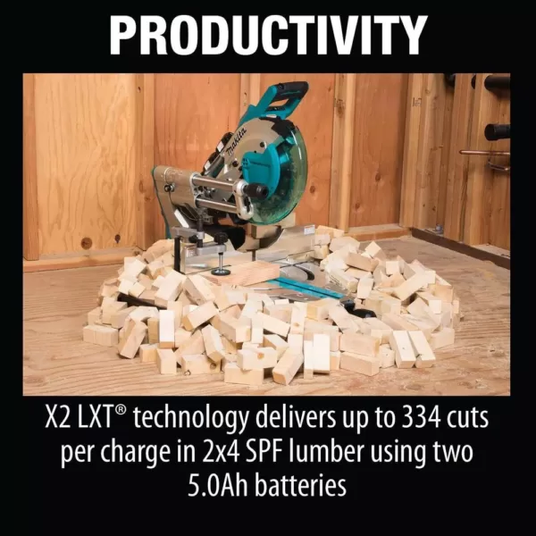 Makita 18-Volt 5.0Ah X2 LXT Lithium-Ion (36V) Brushless Cordless 10 in. Dual-Bevel Sliding Compound Miter Saw with Laser Kit