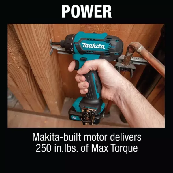 Makita 12-Volt max CXT Lithium-Ion Cordless1/4 in. Hex Screwdriver Kit, 2.0Ah