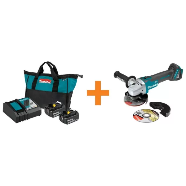 Makita 18-Volt LXT 4.0 Ah Battery and Rapid Optimum Charger Starter Pack with Bonus 18-Volt LXT Brushless Cut-Off/Angle Grinder