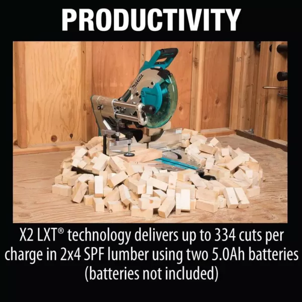 Makita 18-Volt X2 LXT Brushless Cordless Rear Handle 7-1/4 in. Circular Saw w/Bonus Miter Saw, 2 Batteries 5.0 Ah