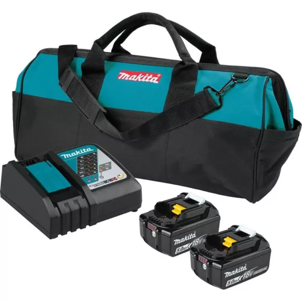 Makita 18V LXT Brushless 4-1/2 in./5 in. Angle Grinder, 1/2 in. Impact Wrench and 2 Gal. Vacuum with bonus 18V LXT Starter Pack