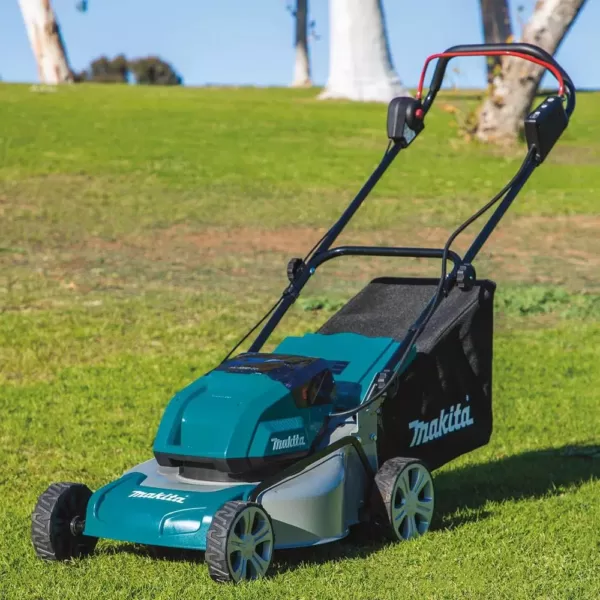 Makita 18 in. 18-Volt X2 36-Volt 5.0Ah LXT Lithium-Ion Cordless Steel Deck Walk Behind Push Lawn Mower Kit with 4 Batteries