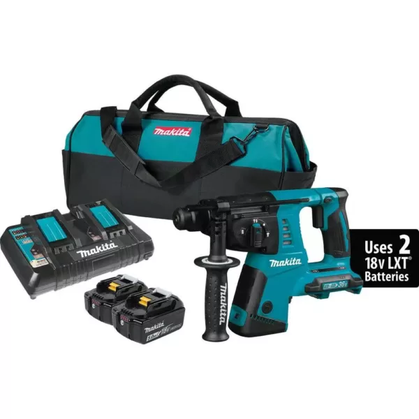 Makita 18-Volt X2 LXT (36-Volt) 1 in. SDS-Plus Rotary Hammer Kit 5.0Ah with Bonus 18V LXT 1/2 in. 3-Speed Impact Wrench