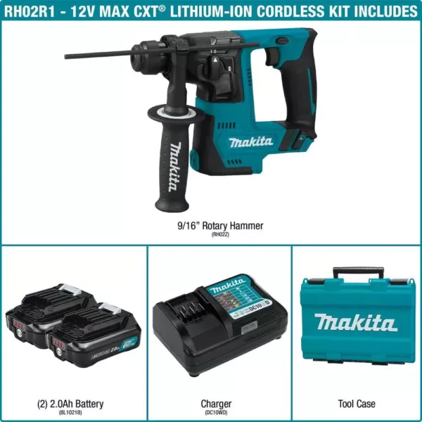 Makita 12-Volt CXT Lithium-Ion Cordless 9/16 in. Rotary Hammer Kit (2.0Ah)