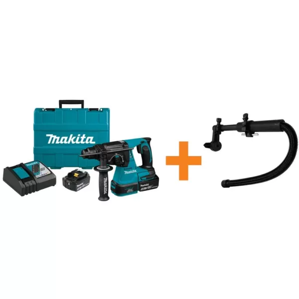 Makita 18V LXT 1 in. Brushless Cordless SDS-Plus Concrete/Masonry Rotary Hammer Drill Kit w/Bonus Dust Extraction Attachment