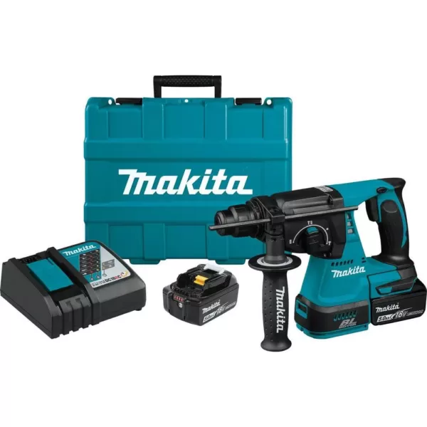 Makita 18-Volt LXT Lithium-Ion 1 in. Brushless Cordless SDS-Plus Concrete/Masonry Rotary Hammer Drill with (2) Batteries 5.0Ah