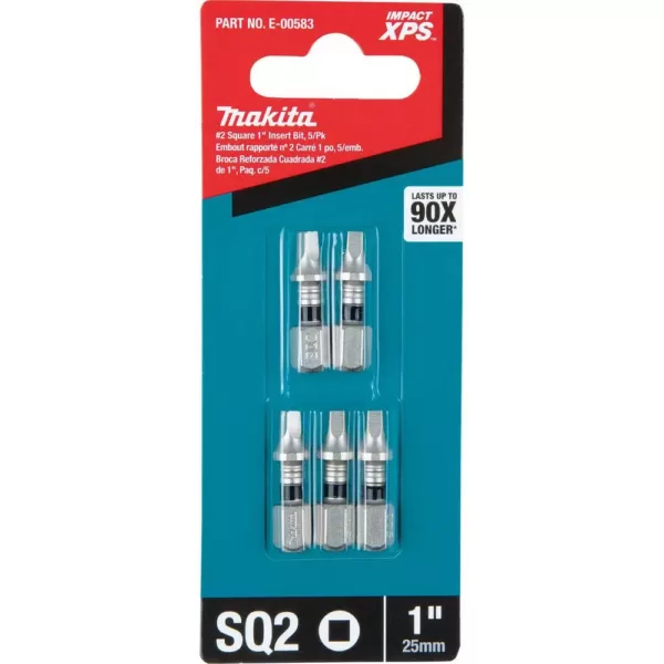 Makita Impact XPS #2 Square 1 in. Insert Bit (5-Pack)