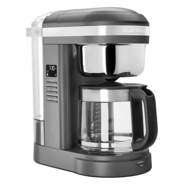 KitchenAid 12-Cup Drip Grey Coffee Maker with Spiral Showerhead Matte Charcoal