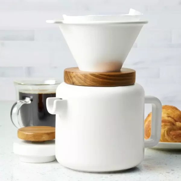 BonJour 4-Cup Matte White Pour-Over Coffee Set