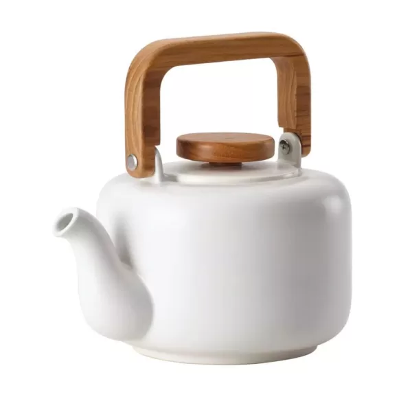 BonJour Ceramic Coffee and Tea 8-Cup Matte White Ceramic Teapot with Infuser