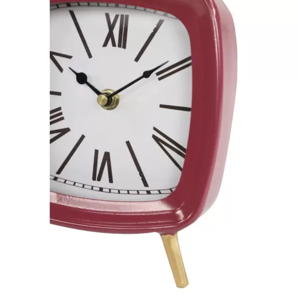 LITTON LANE Square Mauve, White and Blue Metal Table Clocks with Retractable Stands and Gold Feet (Set of 3)