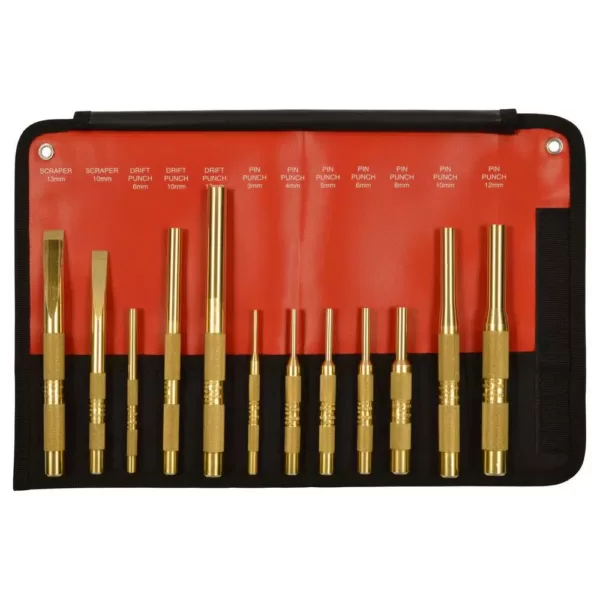 Mayhew Brass Metric Punch and Scraper Set (12-Piece)