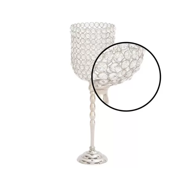 LITTON LANE Clear Acrylic and Aluminum Tall Inverted Bell Candle Holder