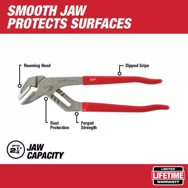 Milwaukee 12 in. Dipped Grip Smooth Jaw Pliers