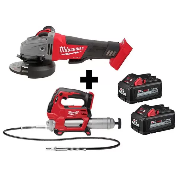 Milwaukee M18 FUEL 18-Volt 4-1/2 in./5 in. Lithium-Ion Brushless Cordless Grinder with Paddle Switch with Grease Gun