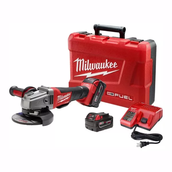 Milwaukee M18 FUEL 18-Volt Lithium-Ion Brushless Cordless 4-1/2 in. /5 in. Grinder with Paddle Switch Kit w/(2) 5.0 Ah Batteries