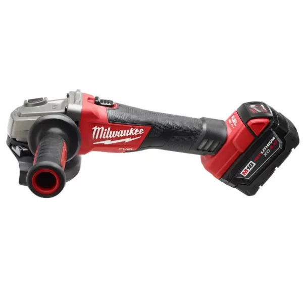 Milwaukee M18 FUEL 18-Volt Lithium-Ion Brushless 4-1/2 in. /5 in. Grinder, Slide Switch Lock-On Kit w/ 4-1/2 in. Diamond Blade