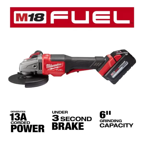 Milwaukee M18 FUEL 18-Volt Lithium-Ion Brushless Cordless 4-1/2 in./6 in. Braking Grinder with Paddle Switch (Tool-Only)