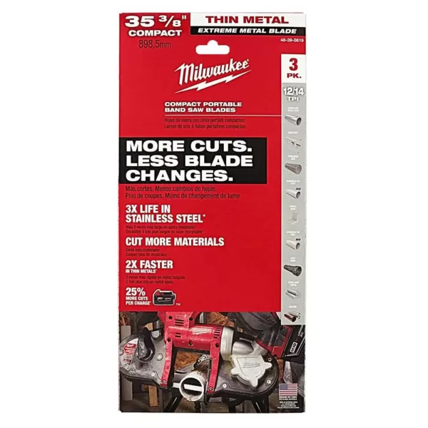 Milwaukee 35-3/8 in. 12/14 TPI Metal Compact Extreme Metal Cutting Band Saw Blade (3-Pack)