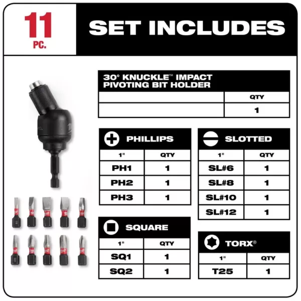 Milwaukee 30 Deg. Knuckle Bit Holder Set (11-Piece)