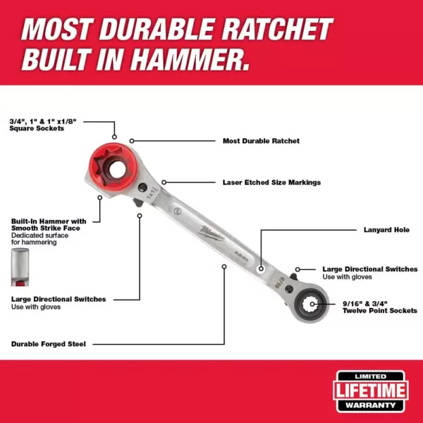 Milwaukee Linemans 5-in-1 Ratcheting Wrench