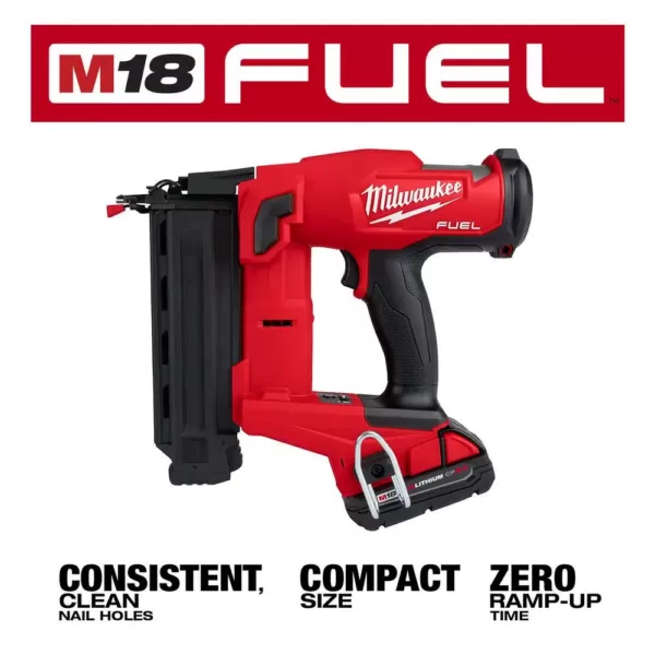 Milwaukee M18 FUEL 18-Volt 18-Gauge Lithium-Ion Brushless Cordless Gen II Brad Nailer Kit and Tinted Performance Safety Glasses