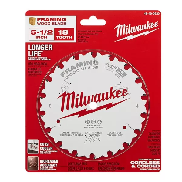 Milwaukee 5-1/2 in. x 18-Tooth Framing Circular Saw Blade