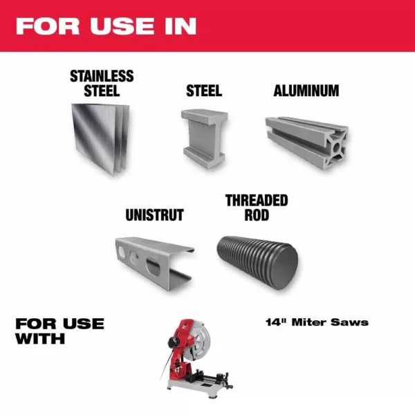 Milwaukee 14 in. x 72 Carbide Teeth Metal & Stainless Cutting Circular Saw Blade