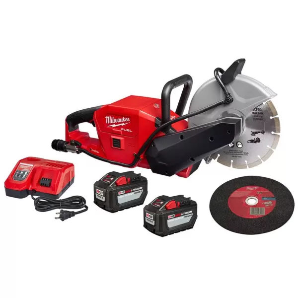 Milwaukee M18 FUEL ONE-KEY 18-Volt Lithium-Ion Brushless Cordless 9 in. Cut Off Saw Kit W/ (2) 12.0Ah Batteries & Rapid Charger