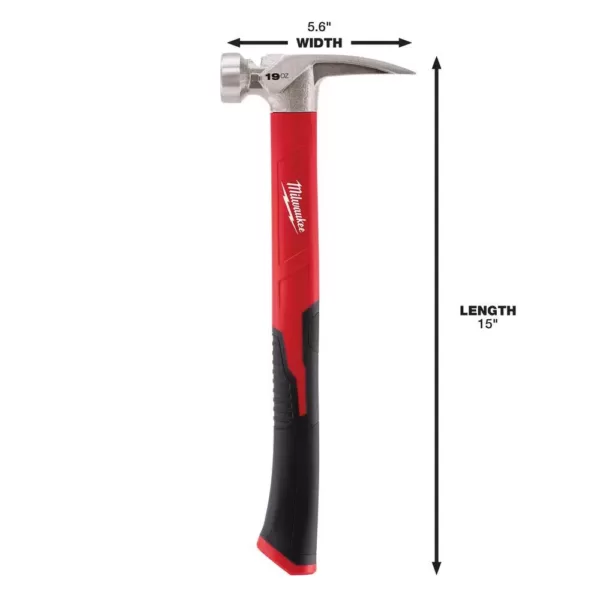 Milwaukee 19 oz. Smooth Face Poly/Fiberglass Handle Hammer with Hammer Loop