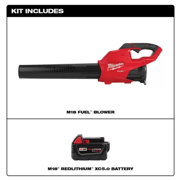 Milwaukee M18 FUEL 120 MPH 450 CFM 18-Volt Lithium-Ion Brushless Cordless Handheld Blower W/ M18 5.0Ah Battery